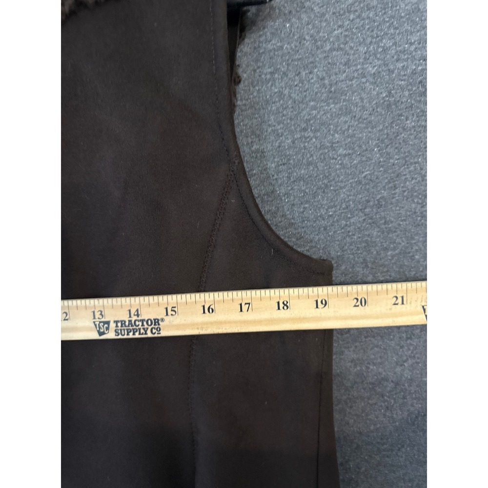 Talbots Petites Brown Faux Suede Sherpa Lined Vest Size 12P Button Front Pocket - Picture 8 of 9